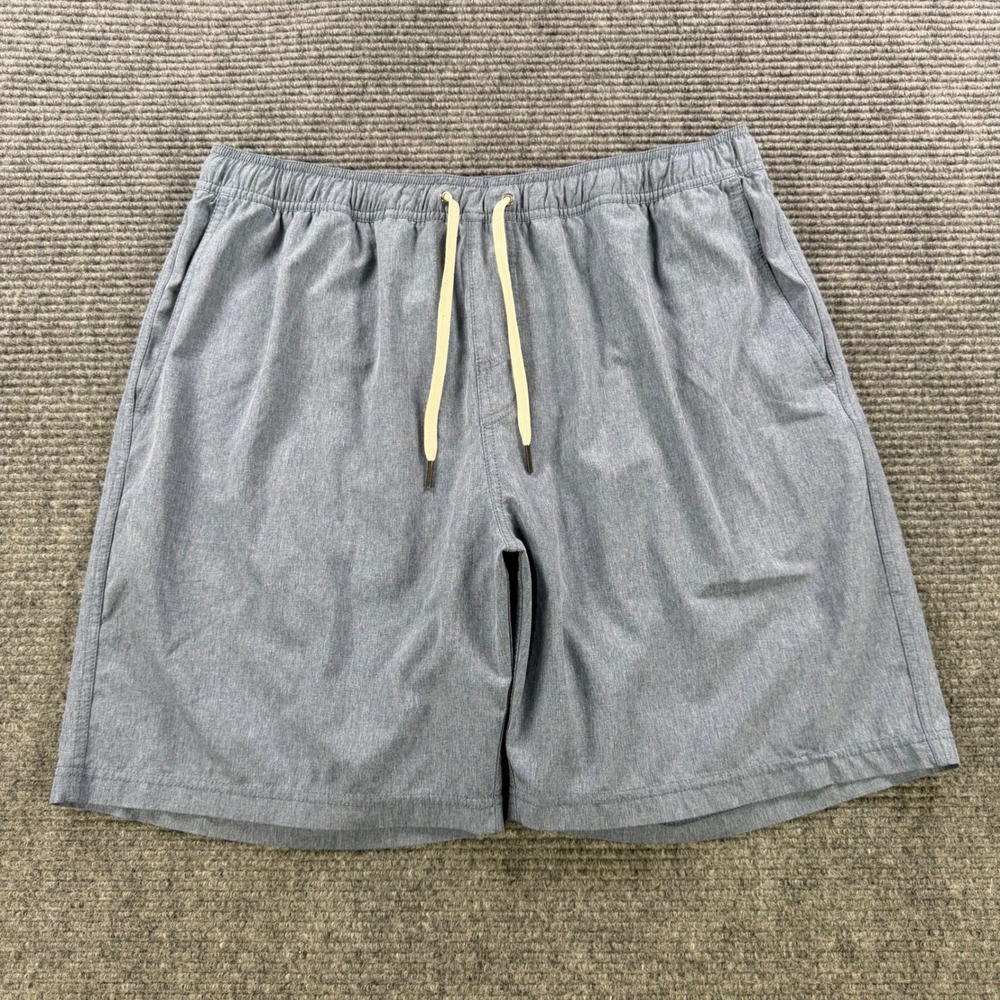 Fair Harbor The Anchor Shorts Men XXL Blue Heathered Lined Swim Trunks 8" Inseam